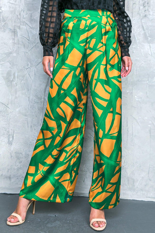 Always About You Woven Pants with Pleated Front and Wide Leg in 20gre 20gol20 — Soul Flow Apparel