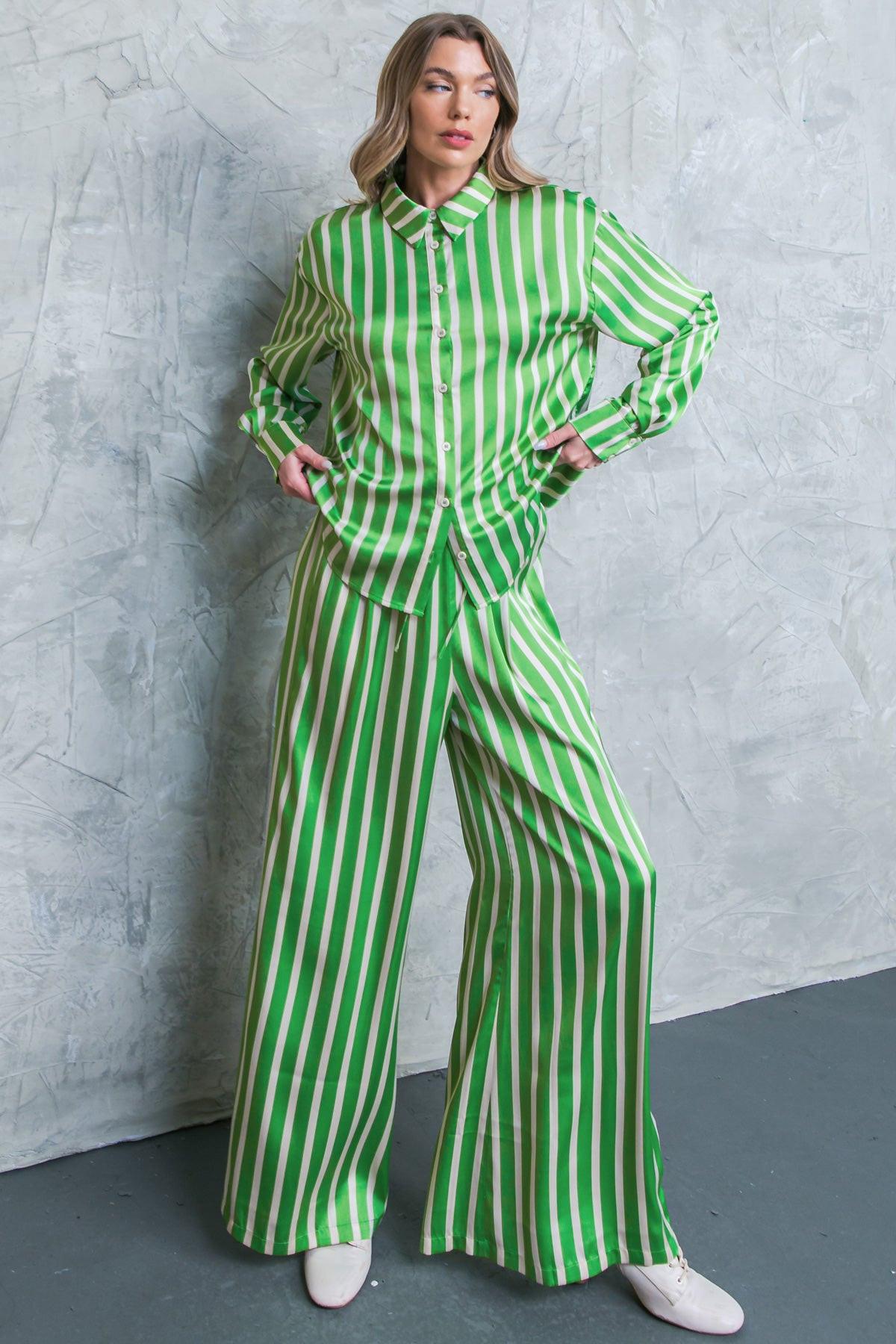 Nothing to Regret Satin Pants with Elastic Waist and Wide Leg in 20gre 20ivo29 — Soul Flow Apparel