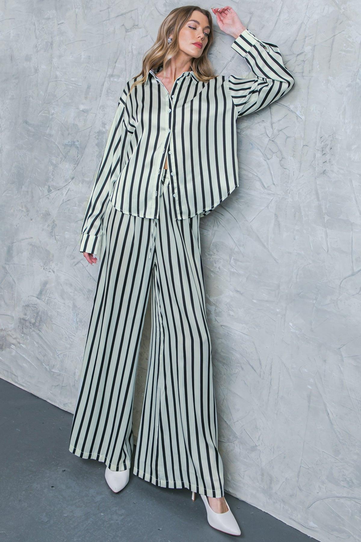 Nothing to Regret Satin Pants with Elastic Waist and Wide Leg in 20ivo 20bla39 — Soul Flow Apparel