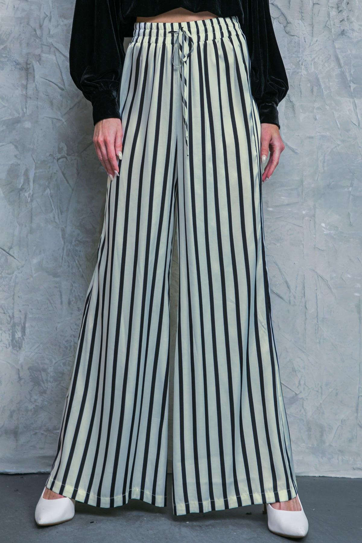 Nothing to Regret Satin Pants with Elastic Waist and Wide Leg in 20ivo 20bla47 — Soul Flow Apparel
