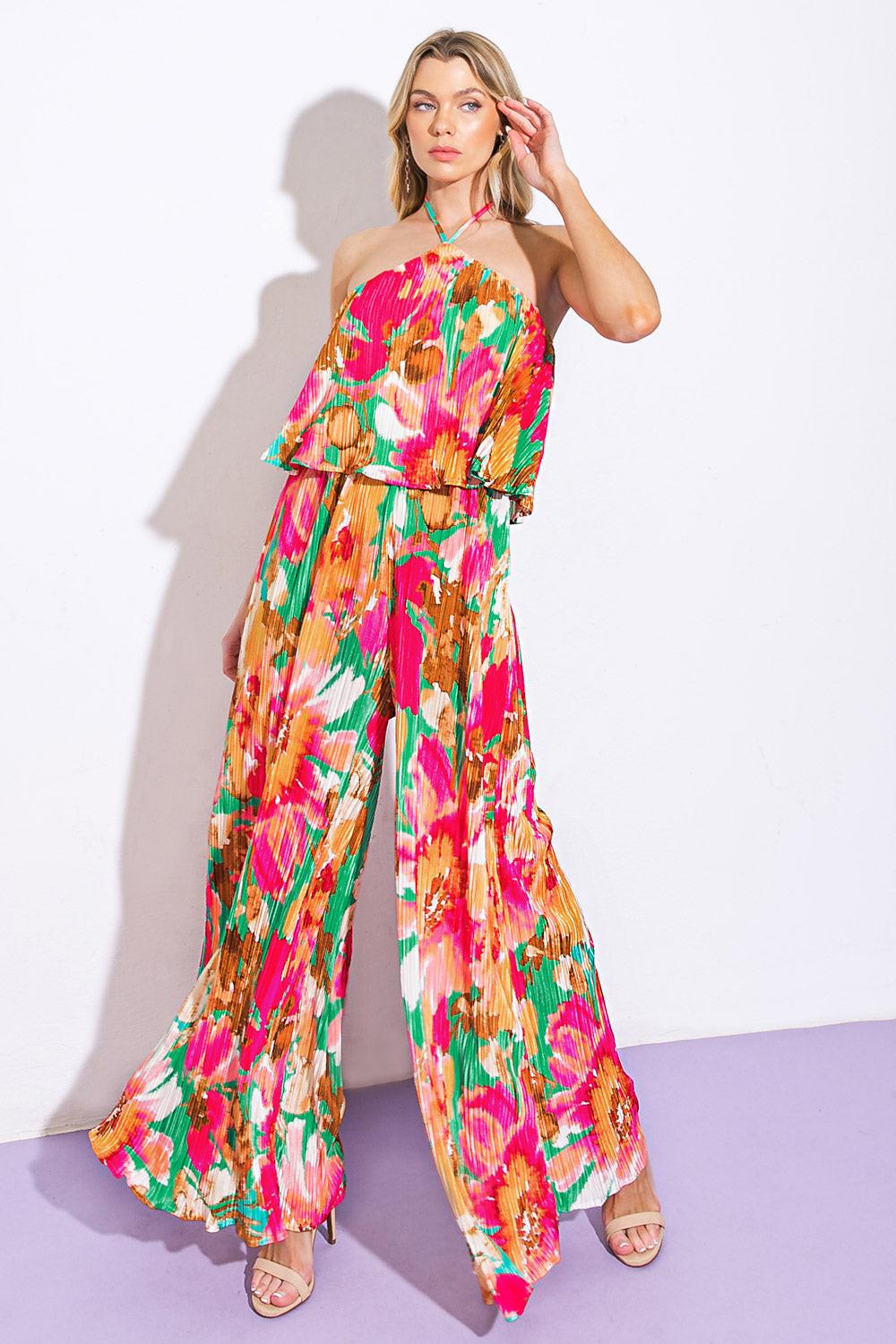 Swing of Things Plisse Jumpsuit in 20turq2 — Soul Flow Apparel