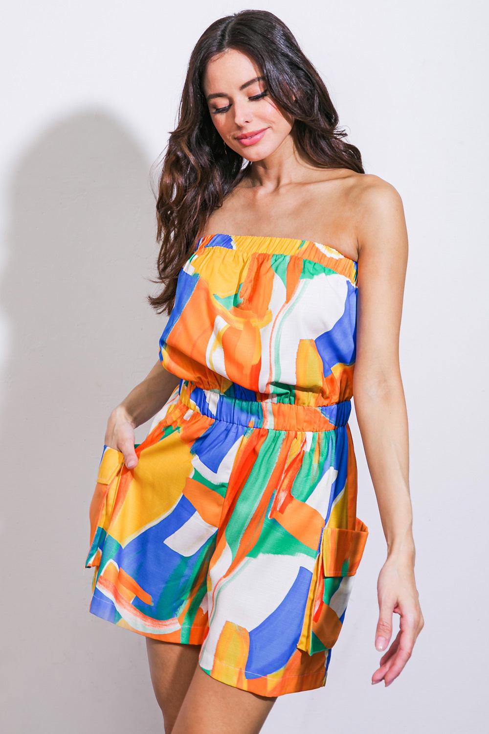 Vivid Imagination Woven Romper in 20ora 20blu5 — Soul Flow Apparel
