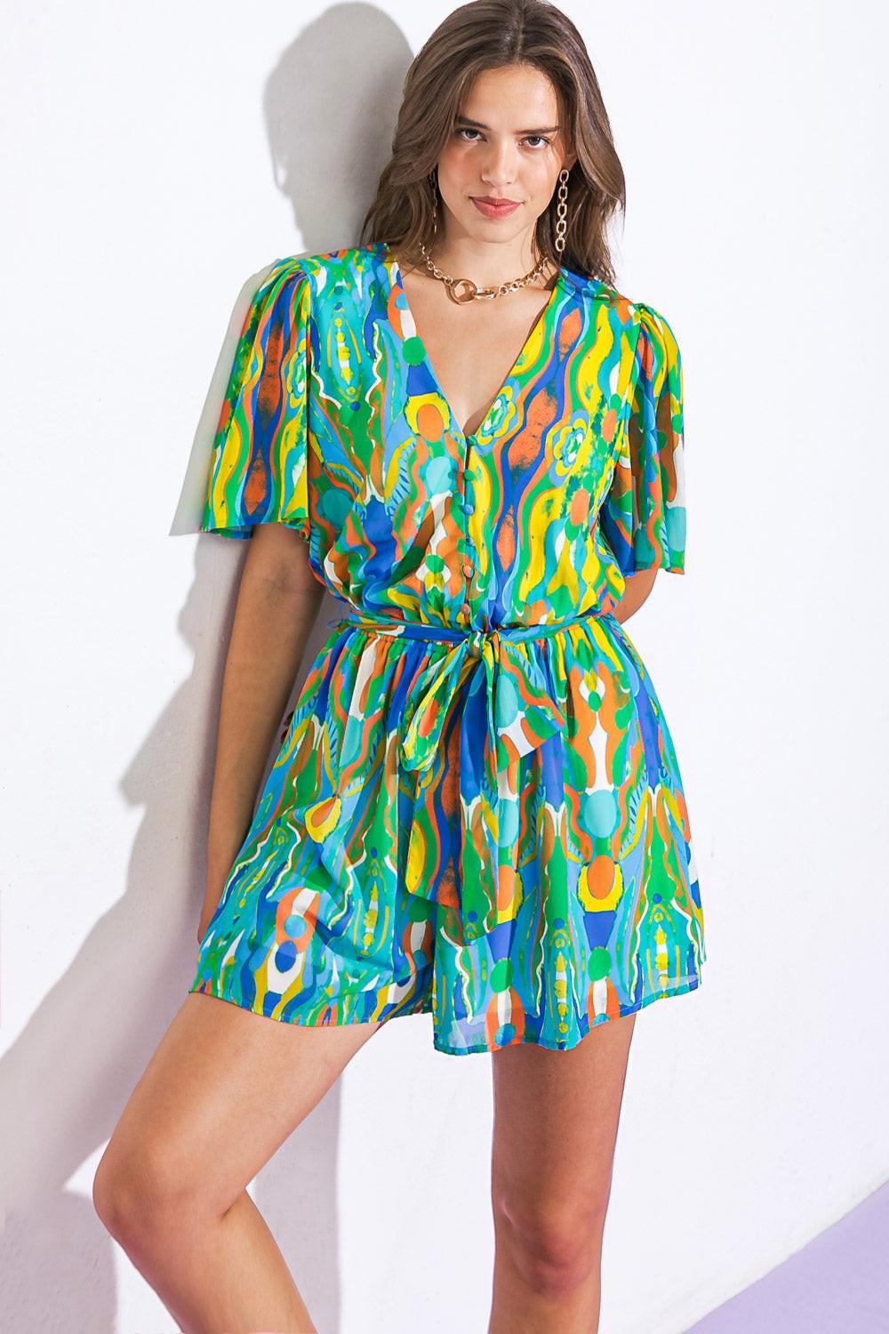 In My Happy Place Woven Romper in 20blu12 — Soul Flow Apparel