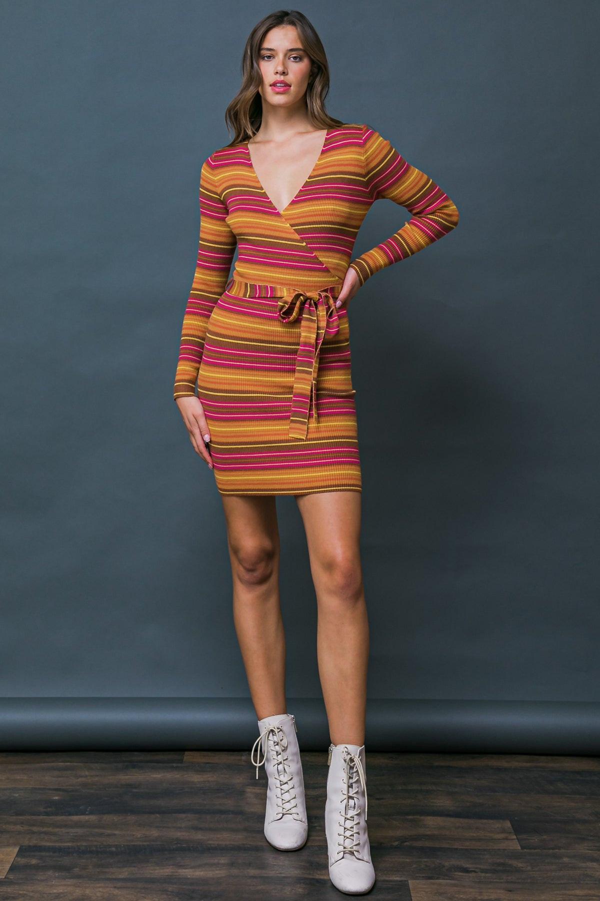Flirtatious Nature Sweater Midi Dress with Surplice Neckline in 20bro27 — Soul Flow Apparel