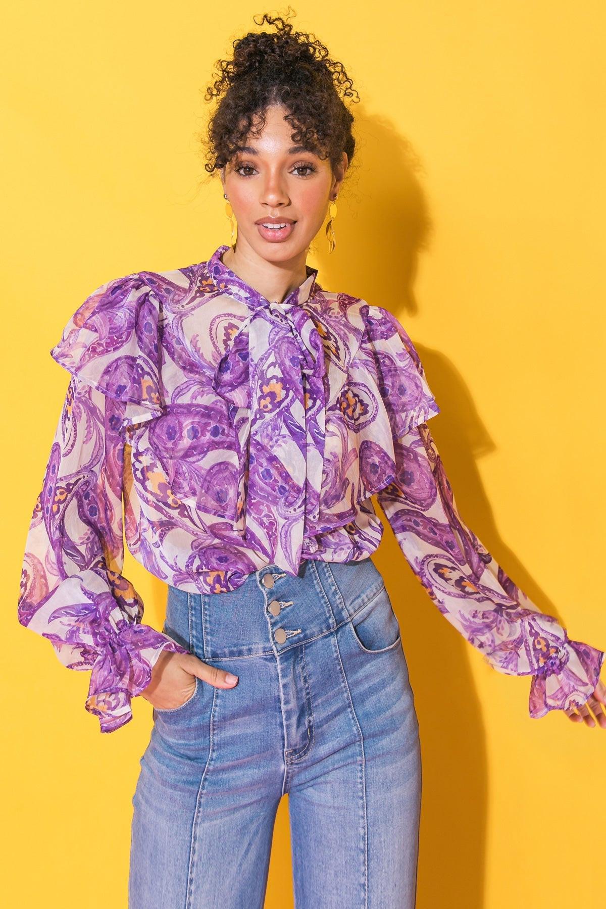 Sweetest Hello Woven Top with Front Tie Keyhole and Ruffles in 20ivo, view 2031 — Soul Flow Apparel