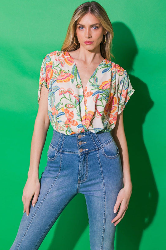 Got You on My Mind Woven Bodysuit Surplice Neckline Dolman Sleeves in 20ivo4 — Soul Flow Apparel