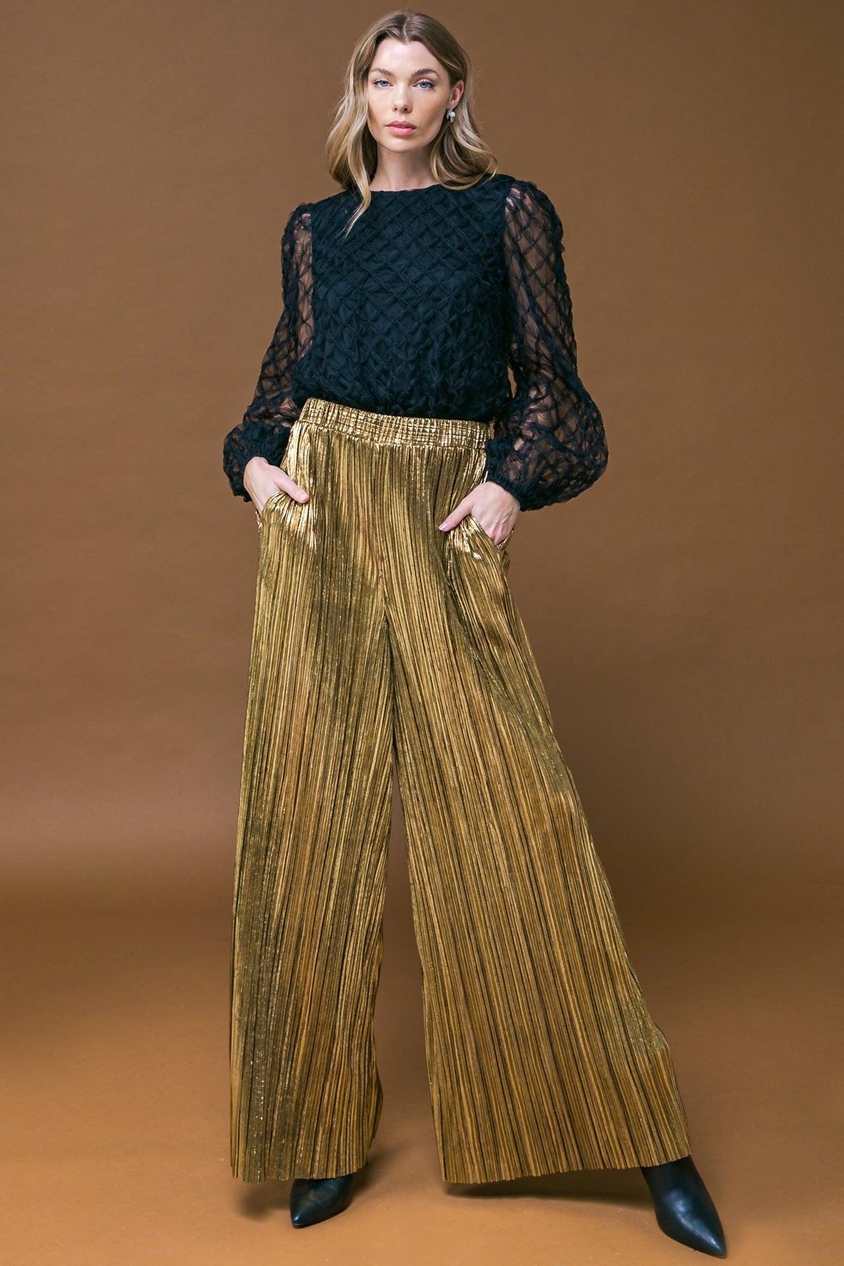 Sweetly Captivating Woven Top with Round Neck Long Sleeve Smocked Waistband in 20bla43 — Soul Flow Apparel