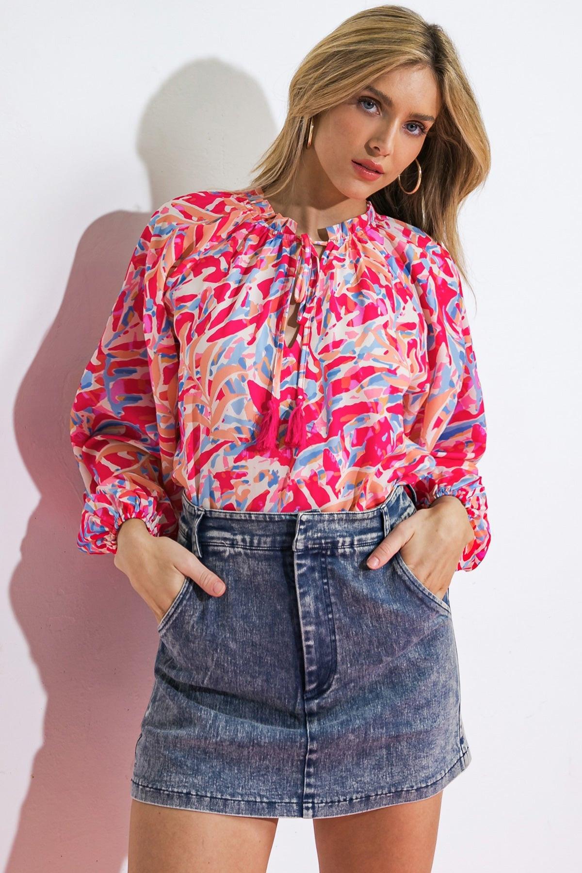 Mistletoe Moment Woven Top in 20fuc 20blu13 — Soul Flow Apparel