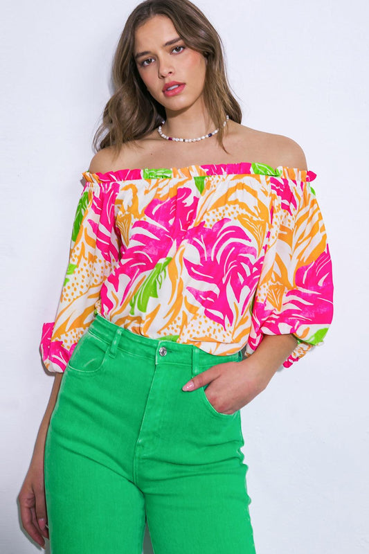 Breaking Hearts Woven Top in 20fuc 20ora20, view 1 — Soul Flow Apparel
