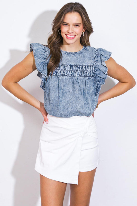 A Magic Moment Woven Top in 20blu 20aci10 — Soul Flow Apparel