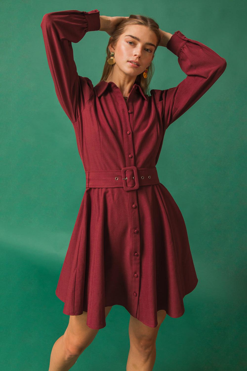 Wrapped Up in Love Mini Dress with Puff Sleeves Belted Silhouette — Soul Flow Apparel