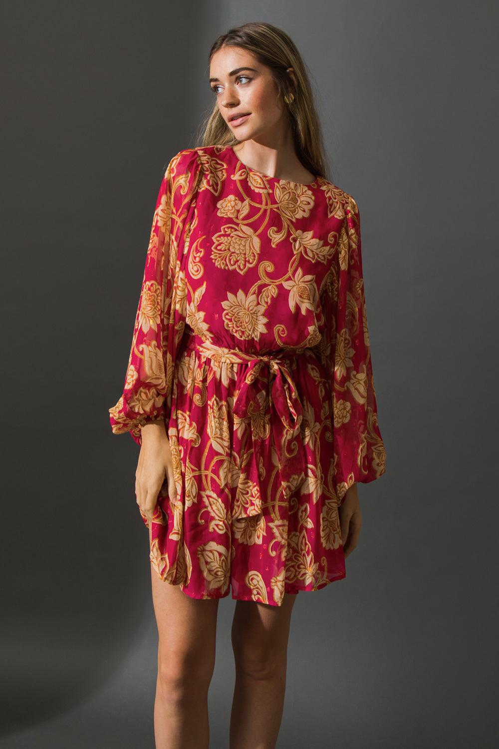 One That Got Away Woven Mini Dress with Exaggerated Sleeves — Soul Flow Apparel