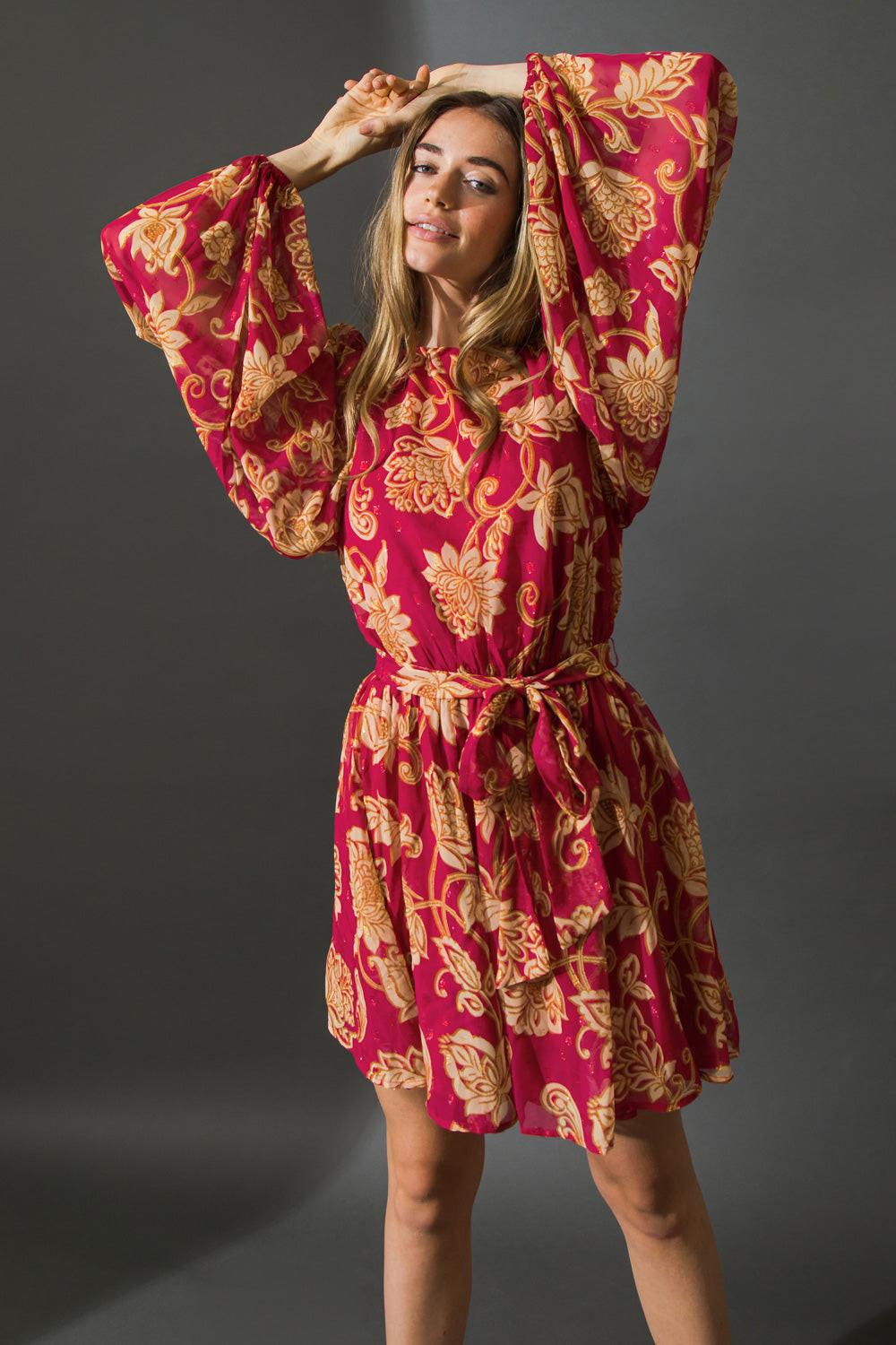 One That Got Away Woven Mini Dress with Exaggerated Sleeves — Soul Flow Apparel