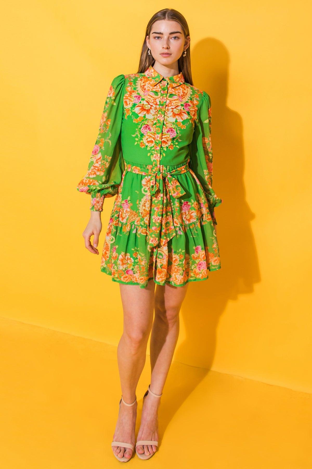 Furthest Thing Woven Mini Dress with Shirt Collar and Ruffled Hem — Soul Flow Apparel