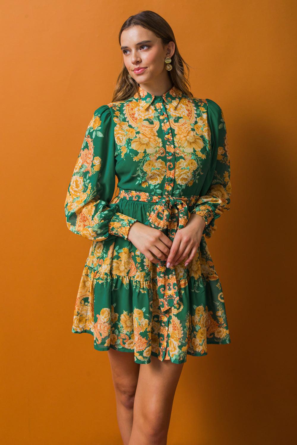 Furthest Thing Woven Mini Dress with Shirt Collar and Ruffled Hem — Soul Flow Apparel