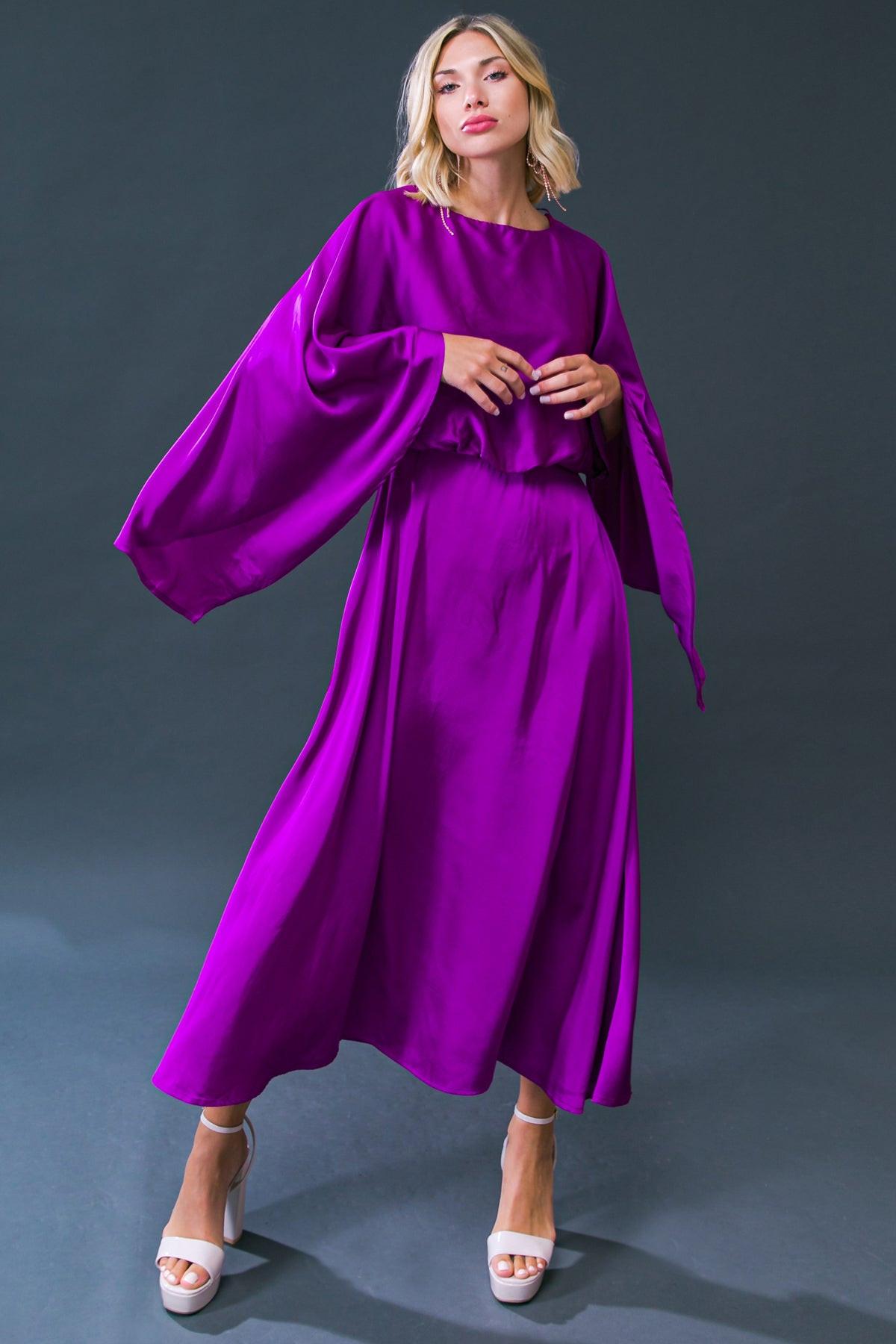 Caught Feelings Woven Midi Dress With Back Slit And Button Closure