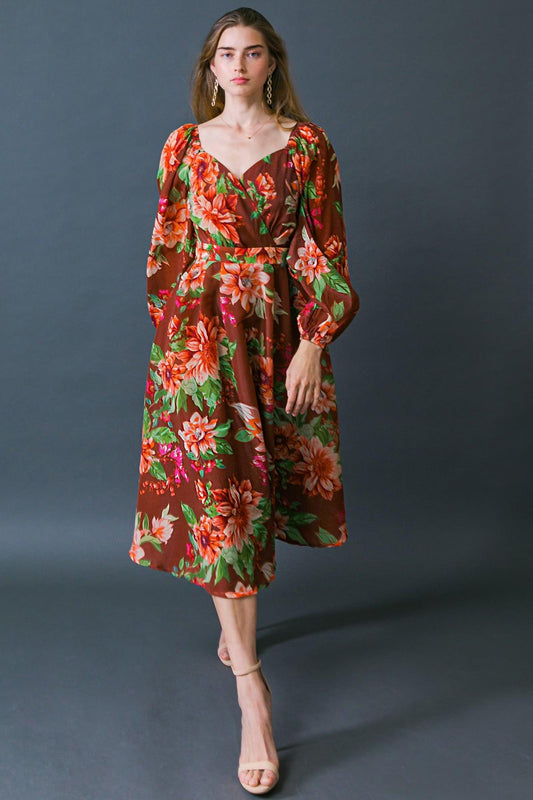 Let It Happen Woven Orgnza Midi Dress — Soul Flow Apparel