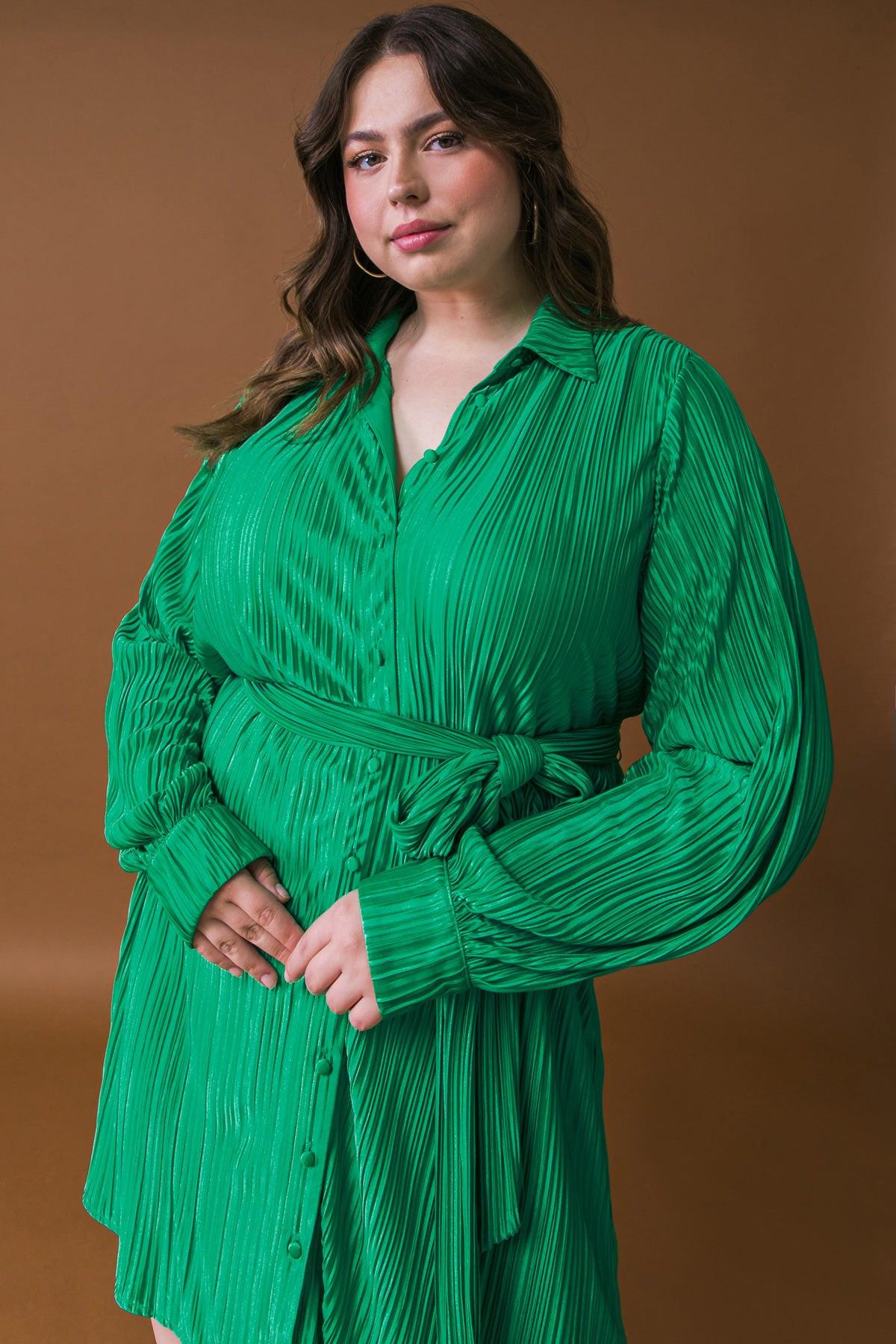 Make You Wanna Stay Woven Mini Dress with Pleated Detailing and Shirt Collar — Soul Flow Apparel