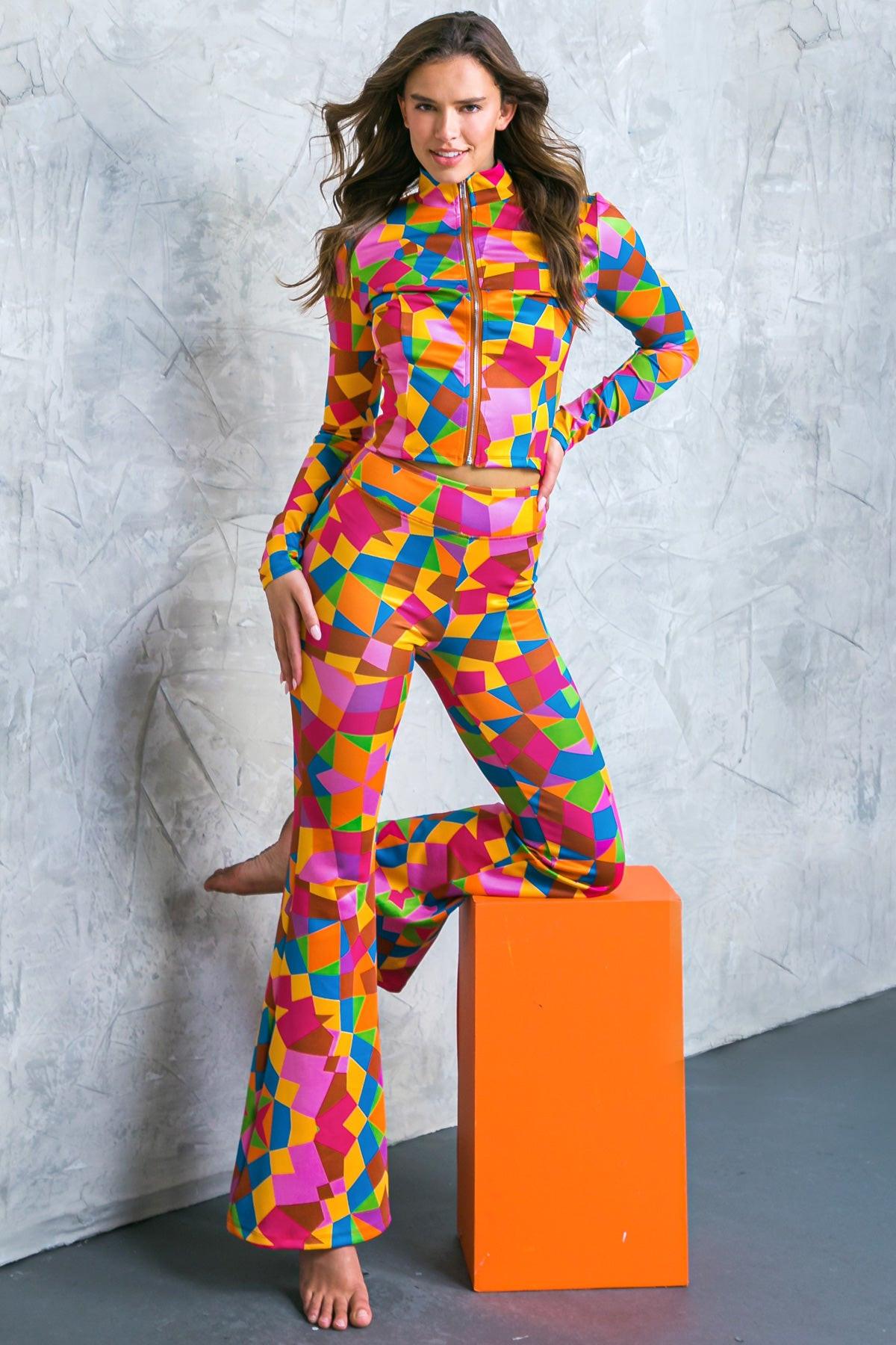 Sweetest Shower Scuba Tracksuit with Front Zip and Bell Bottom Pants — Soul Flow Apparel