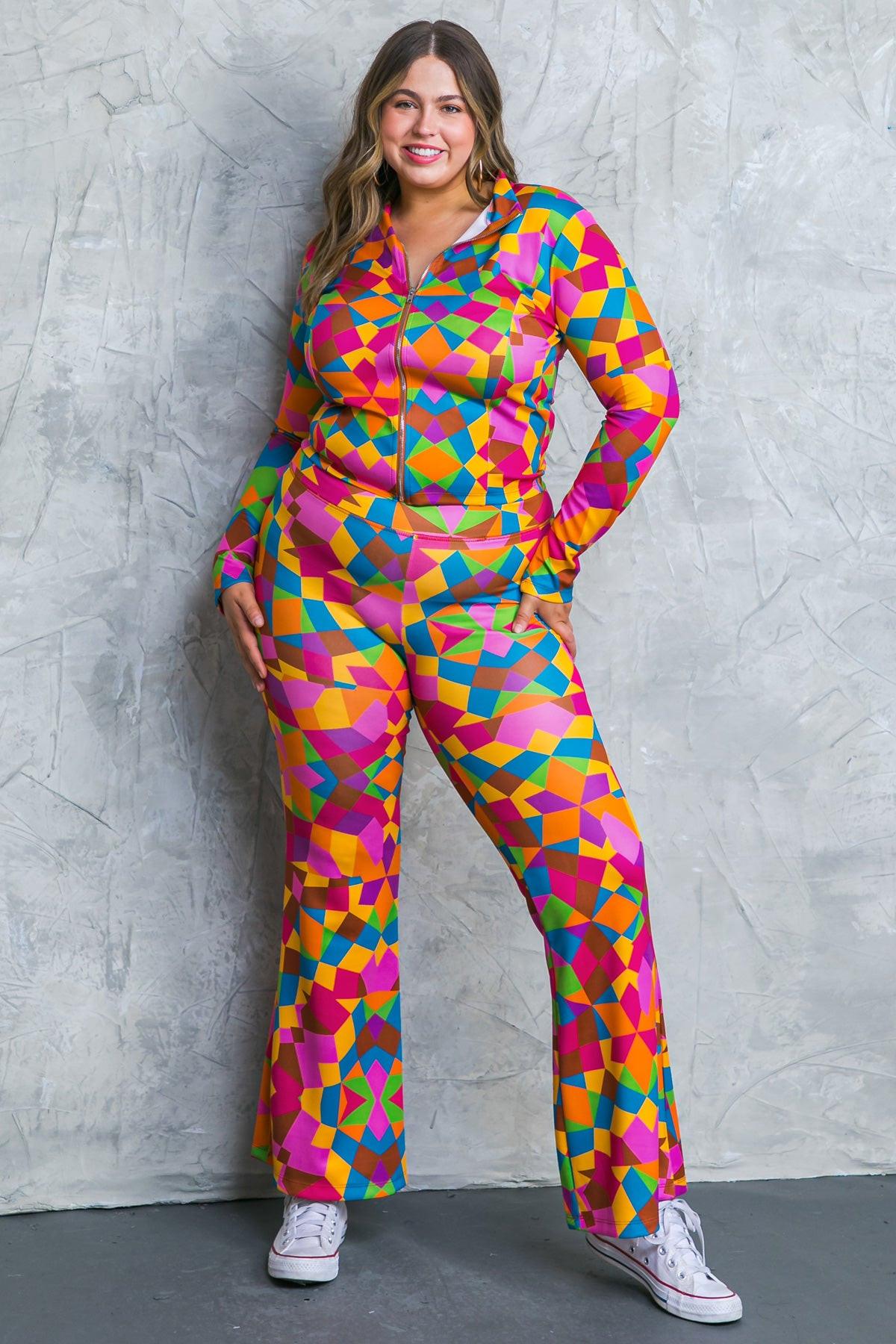 Sweetest Shower Scuba Tracksuit with Front Zip and Bell Bottom Pants — Soul Flow Apparel
