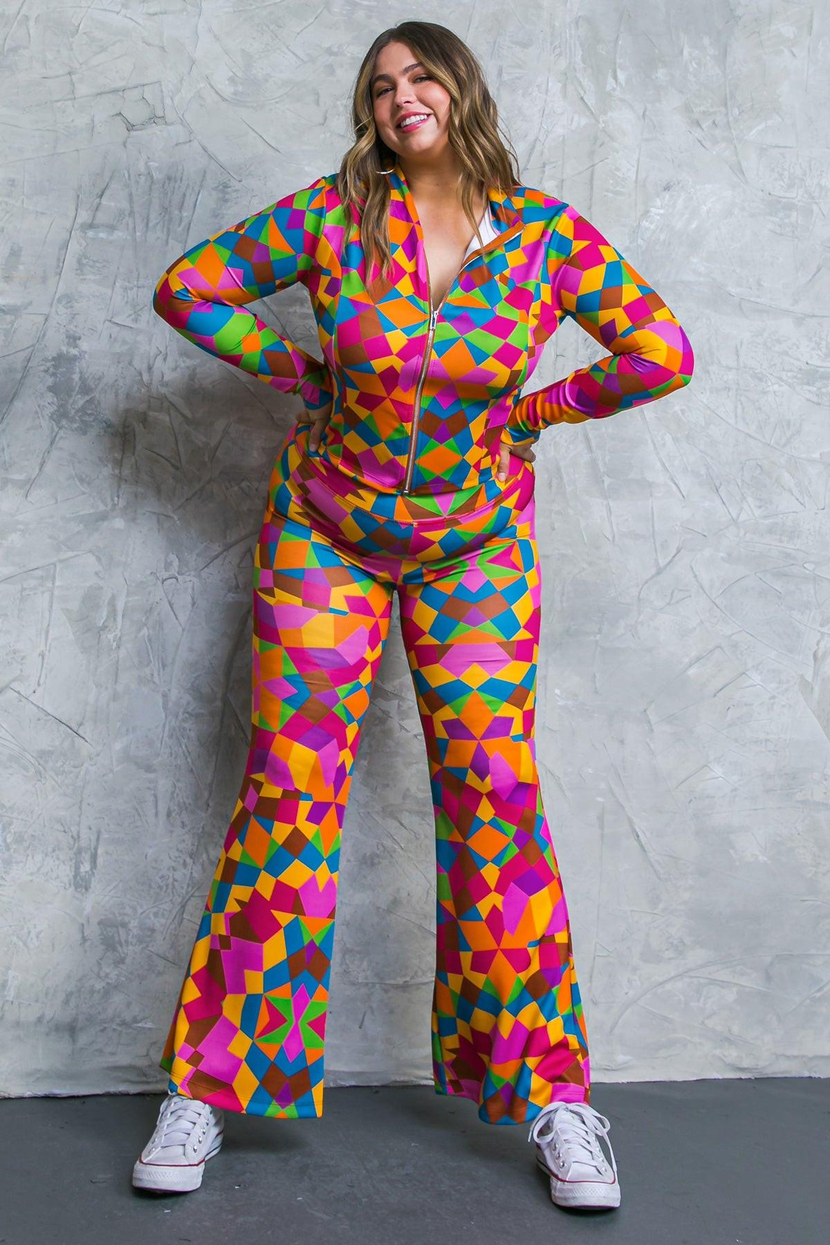 Sweetest Shower Scuba Tracksuit with Front Zip and Bell Bottom Pants — Soul Flow Apparel