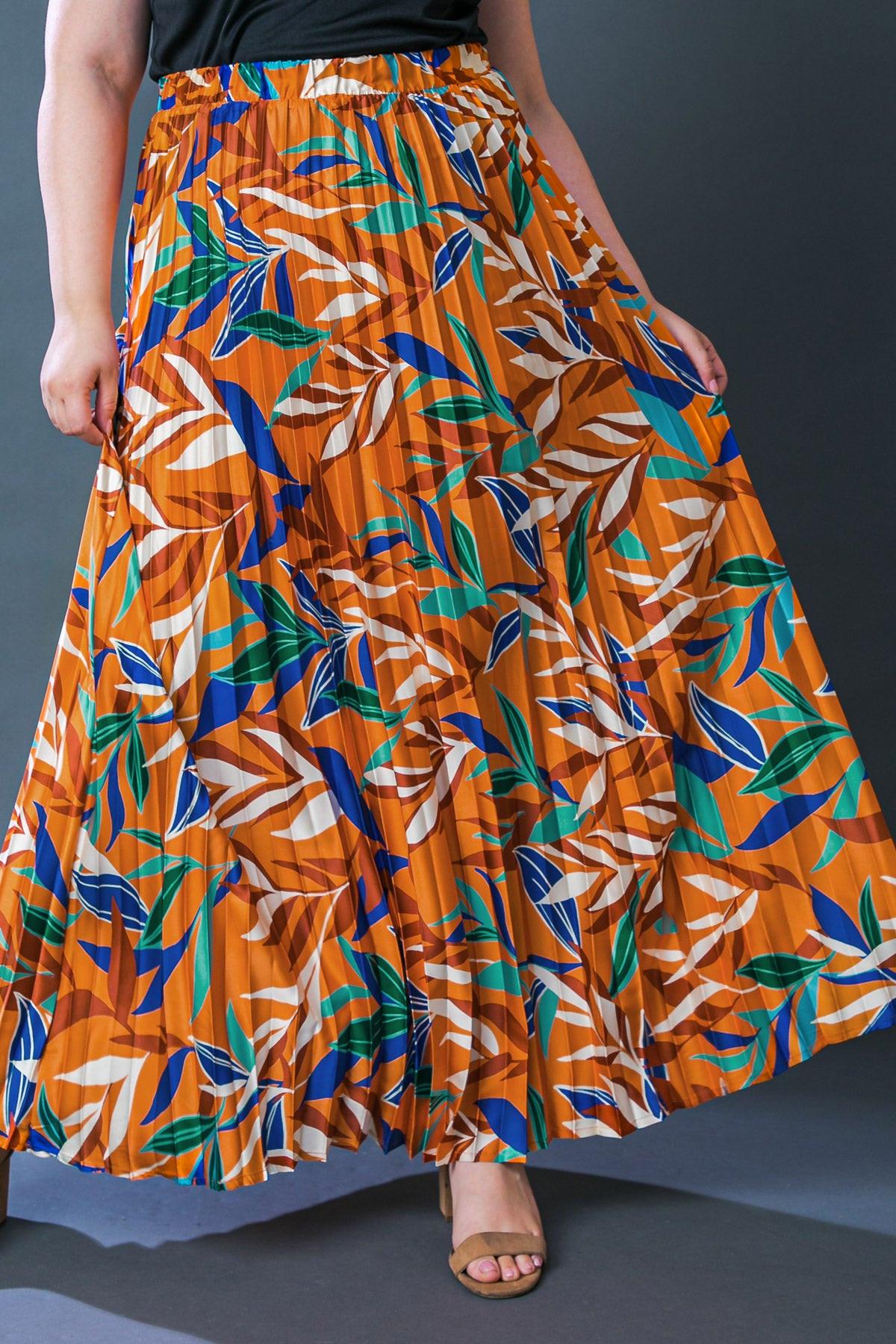 Feels Like Fall Woven Maxi Skirt Boho Pleated Flowing Silhouette Elastic Waist — Soul Flow Apparel