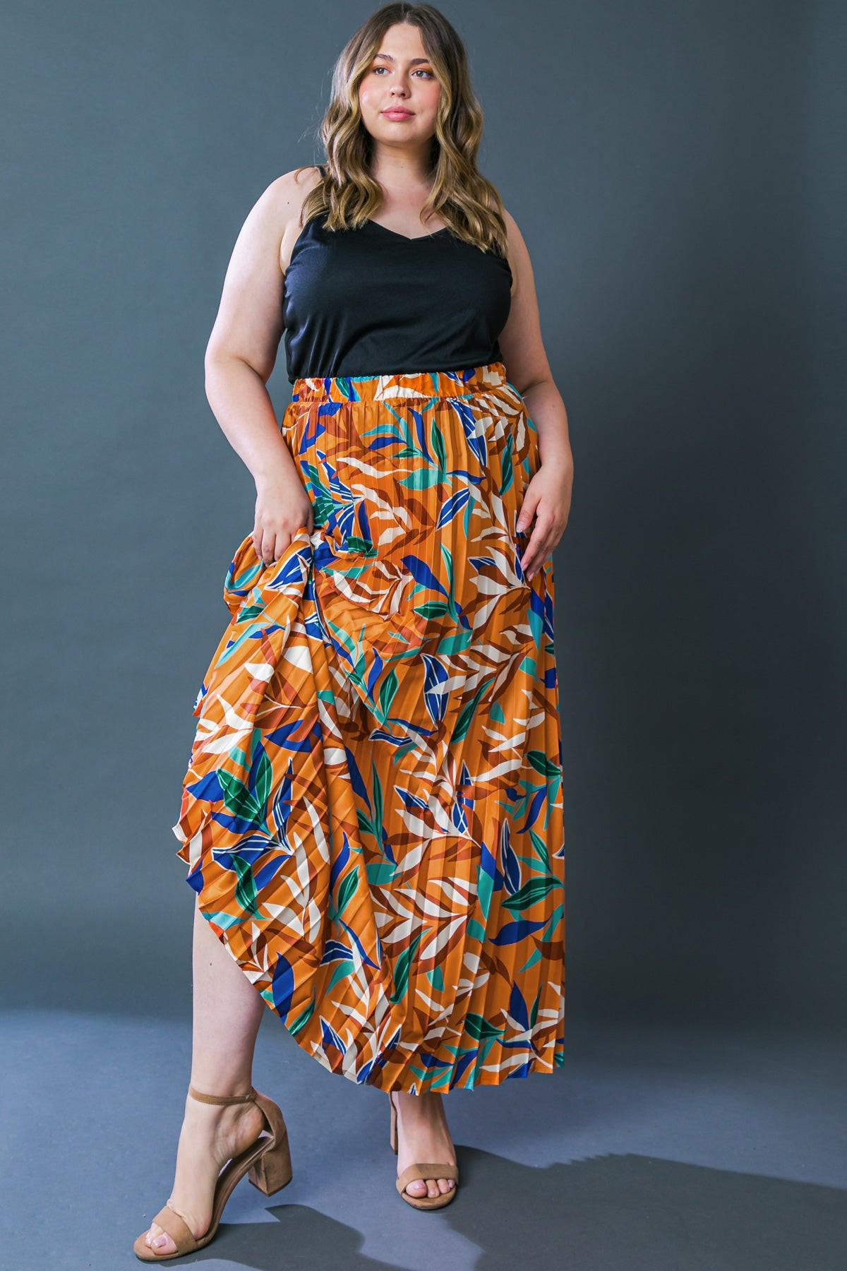Feels Like Fall Woven Maxi Skirt Boho Pleated Flowing Silhouette Elastic Waist — Soul Flow Apparel