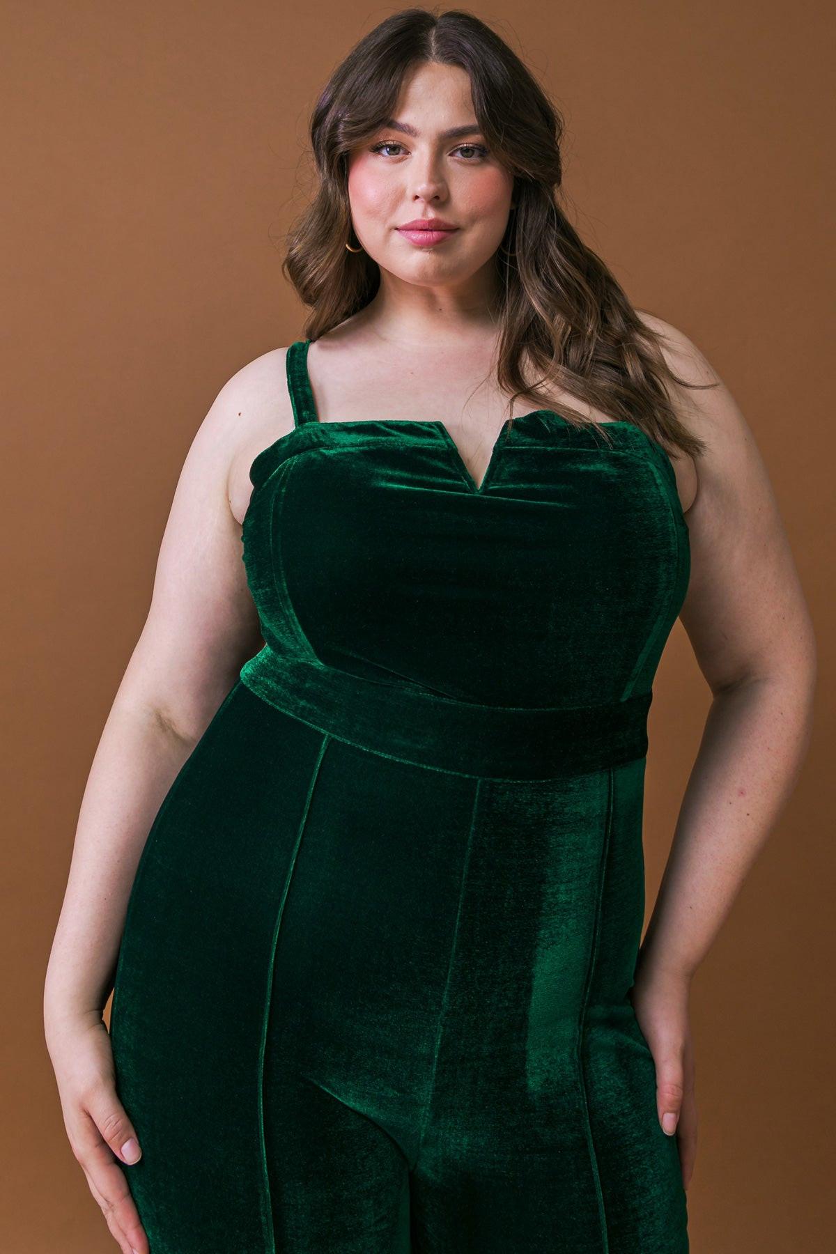 Blow a Kiss Velvet Jumpsuit with Front V Detail and Wide Leg — Soul Flow Apparel