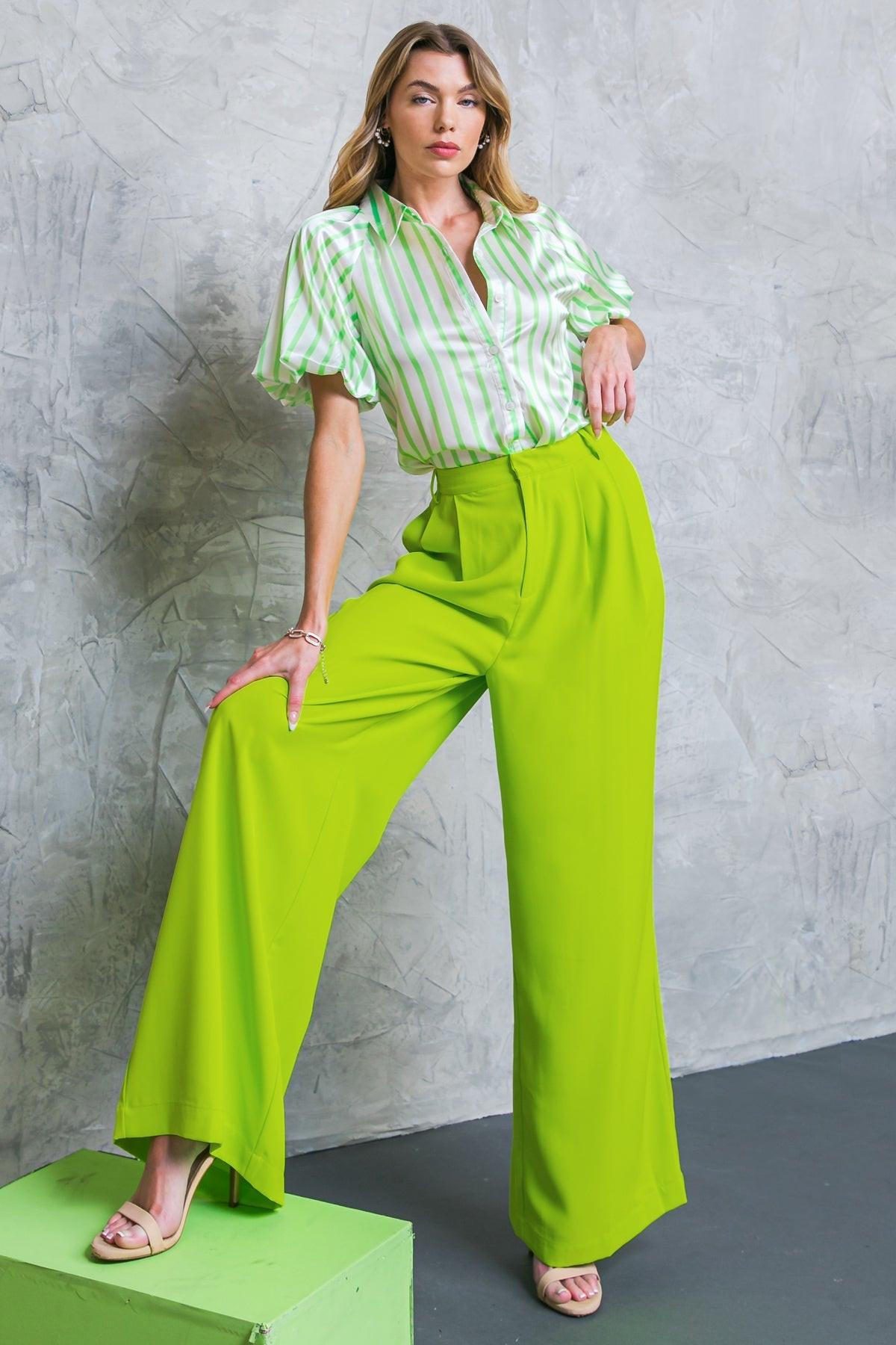 Upscale Aura Woven Pleated Wide Leg Trousers for Formal Wear — Soul Flow Apparel
