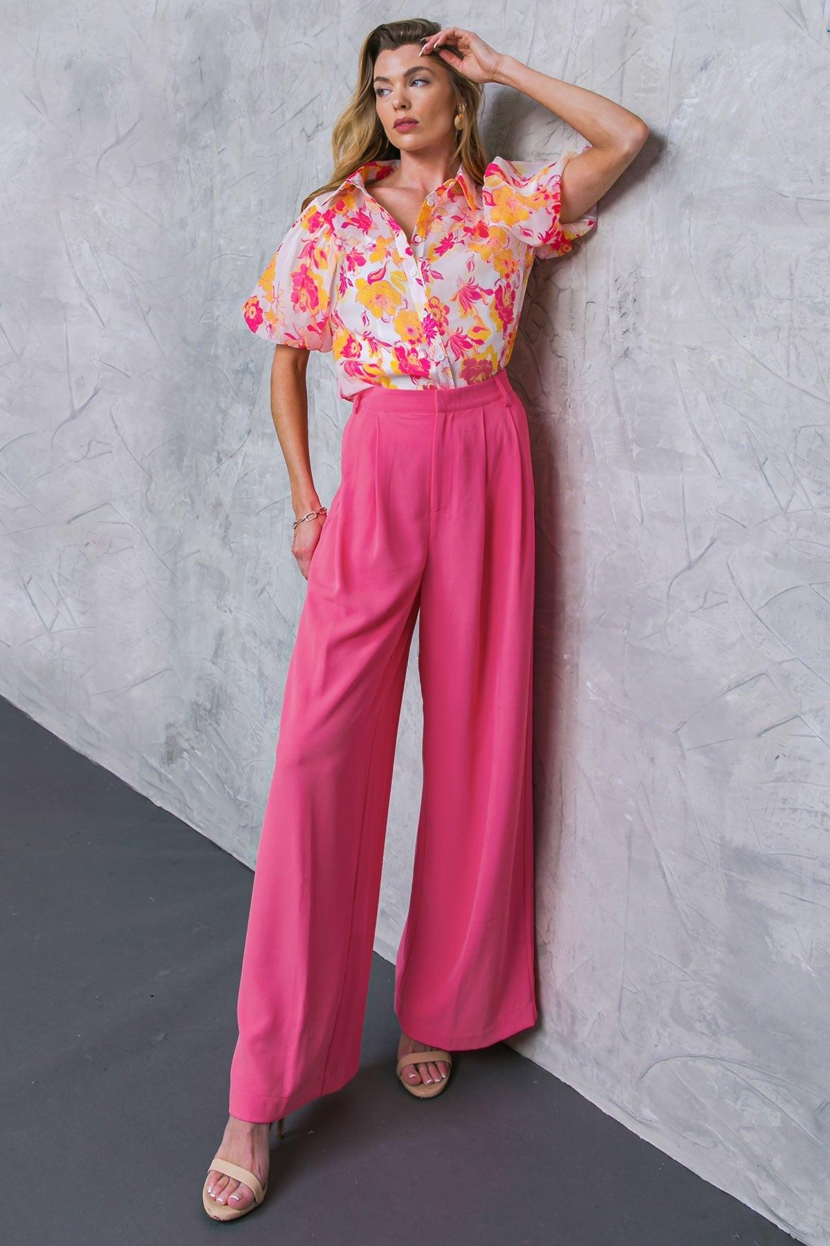 Upscale Aura Woven Pleated Wide Leg Trousers for Formal Wear — Soul Flow Apparel