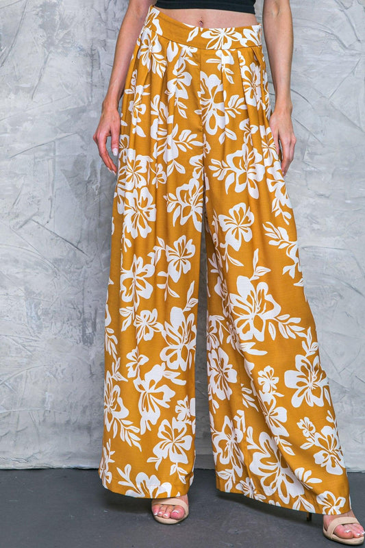 Let the Light in Brown Woven Pants with Wide Leg Front Pleats — Soul Flow Apparel