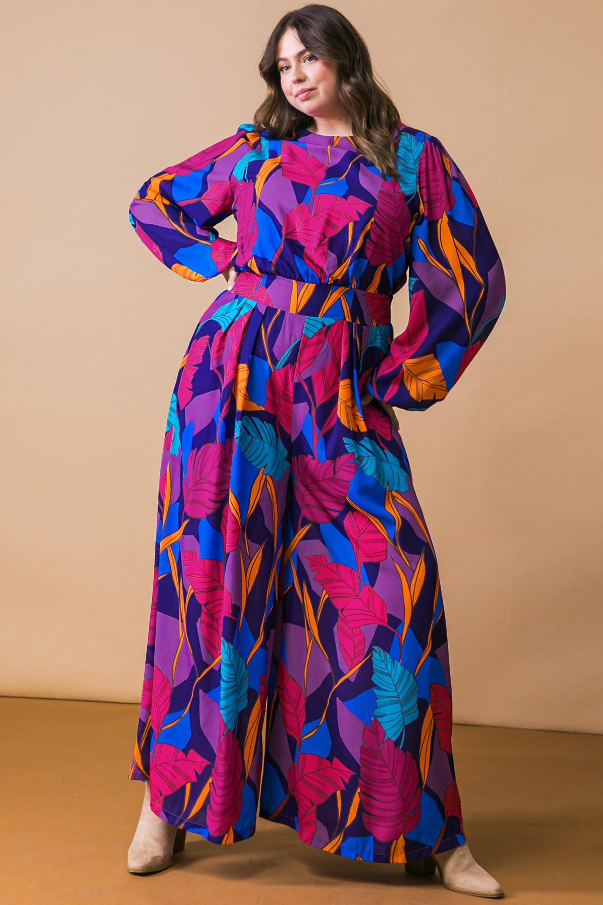 Woven Jumpsuit with Round Neckline Front Pant Pleat and Wide Leg Back Zipper — Soul Flow Apparel