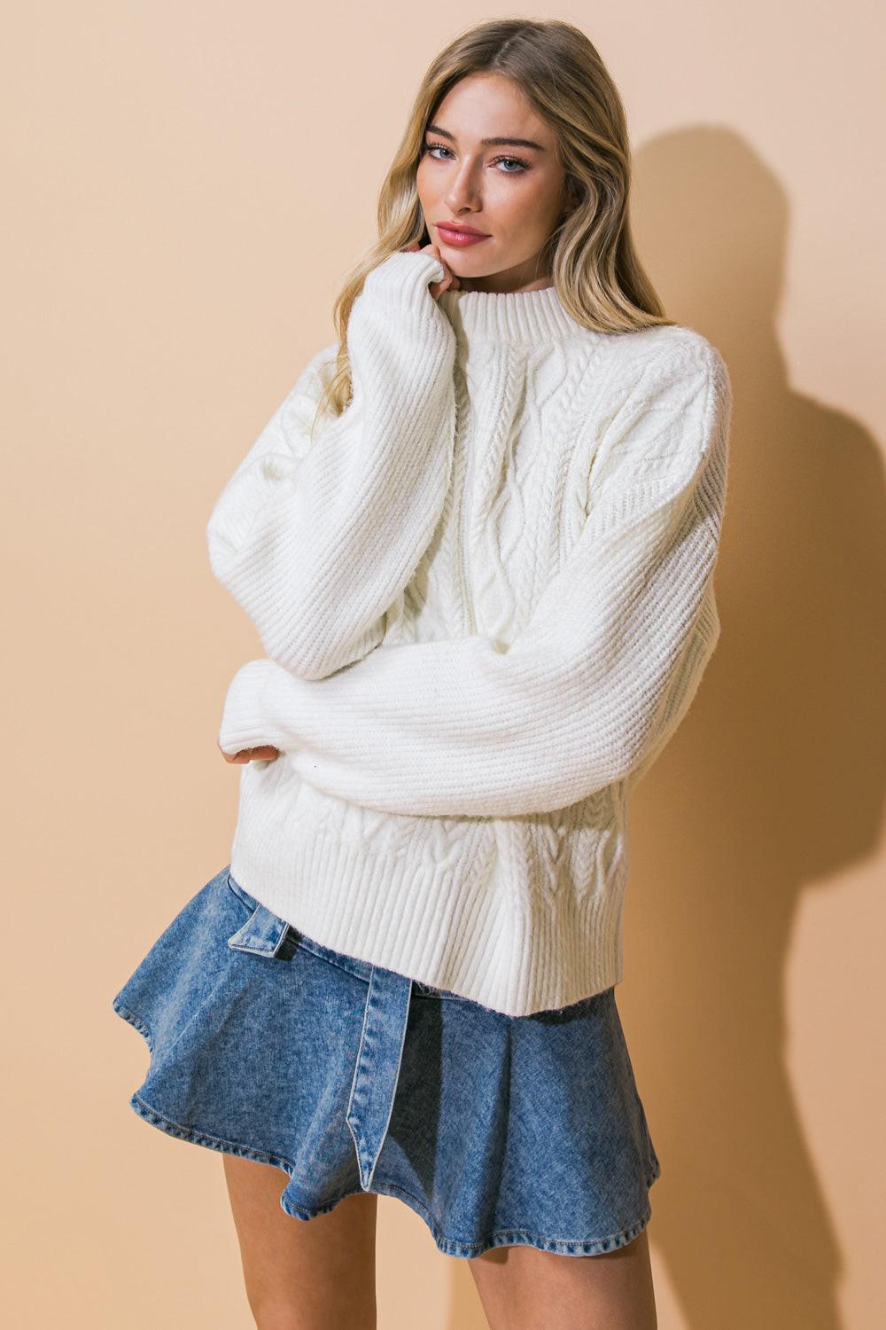 Simple Solutions Mock Neck Knit Sweater Top With Relaxed Fit