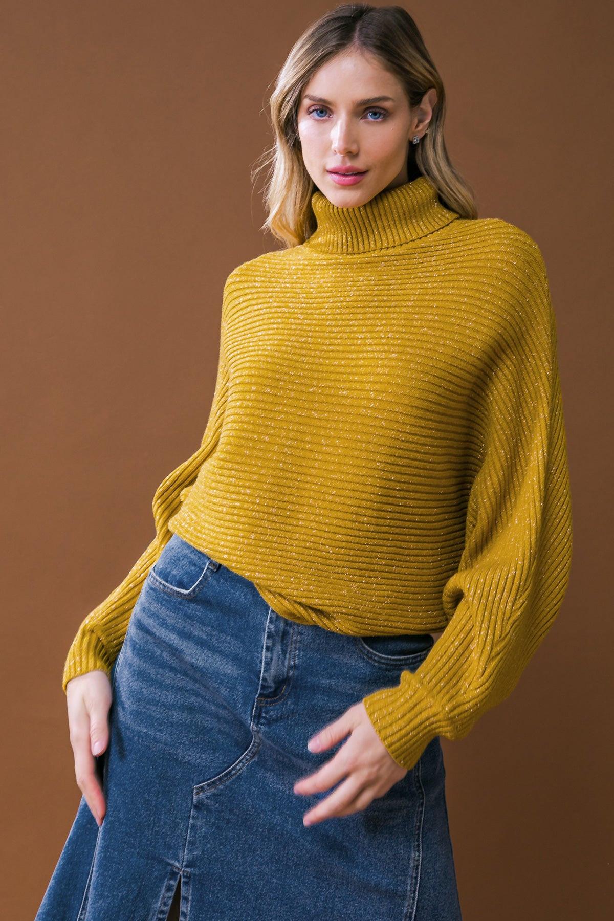 Love So Sweet Sweater Top Dolman Sleeve Turtle Neck Knit — Soul Flow Apparel