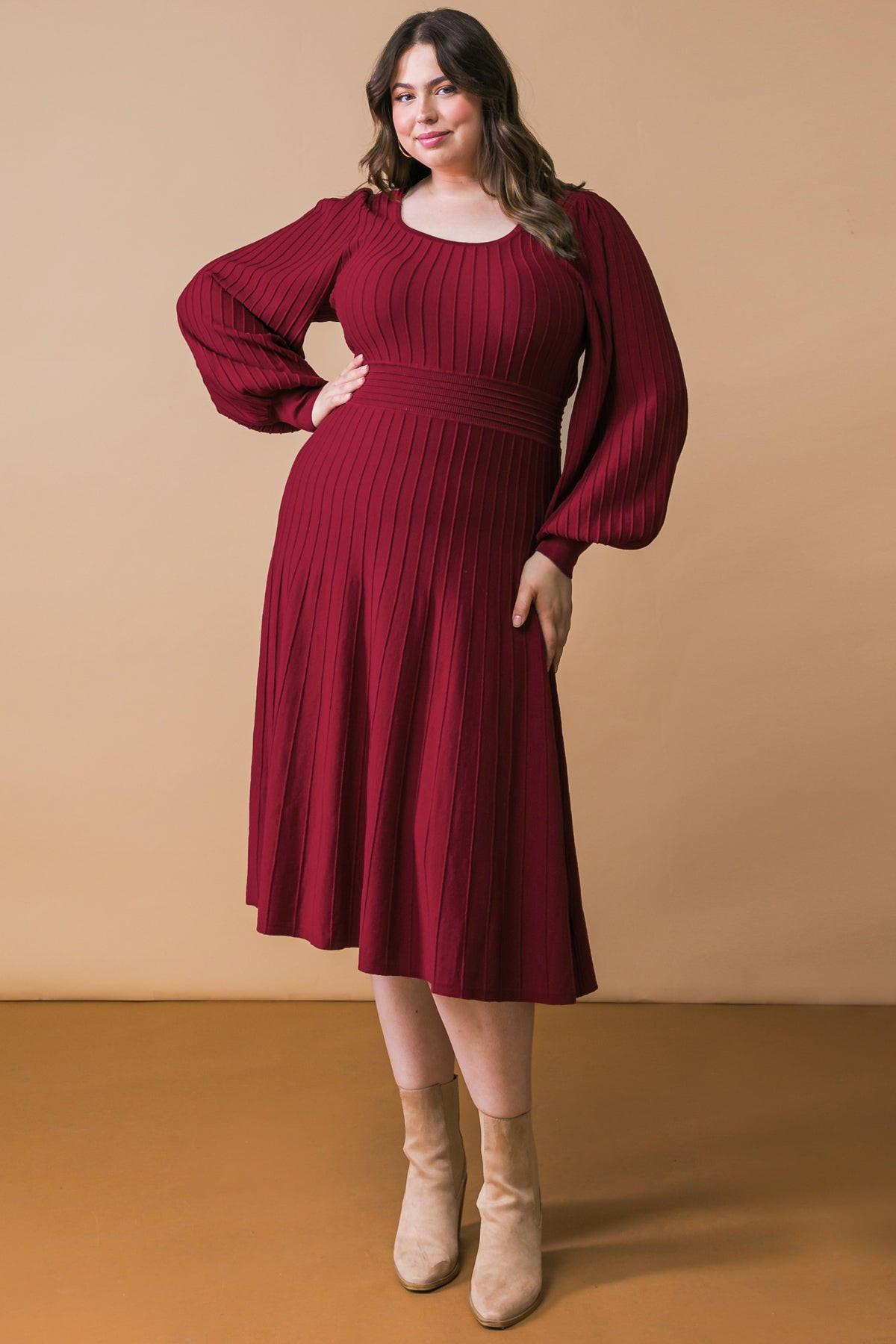 Keep Looking Up Sweater Midi Dress with U Neck and Self Sash Tie — Soul Flow Apparel