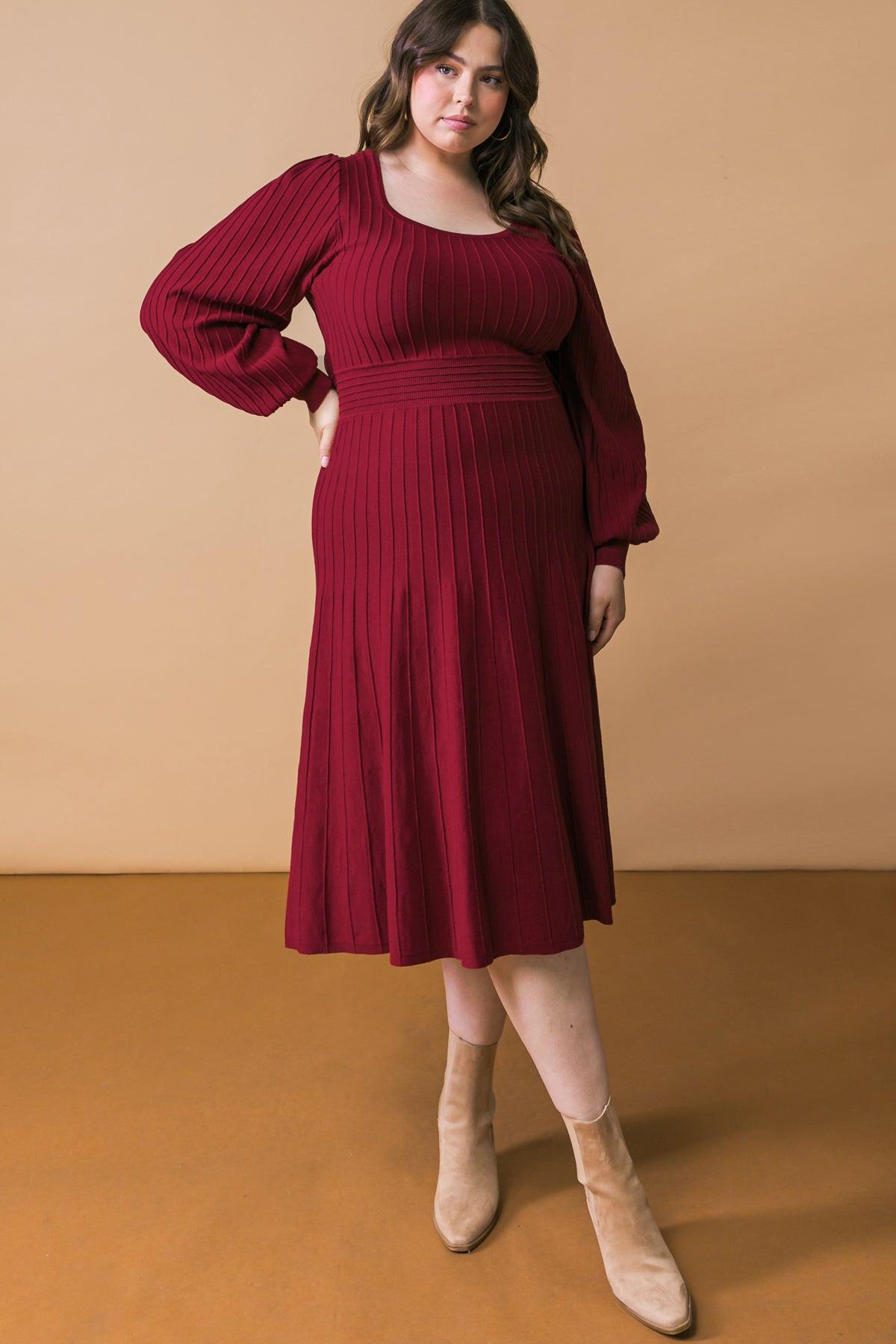 Keep Looking Up Sweater Midi Dress with U Neck and Self Sash Tie — Soul Flow Apparel