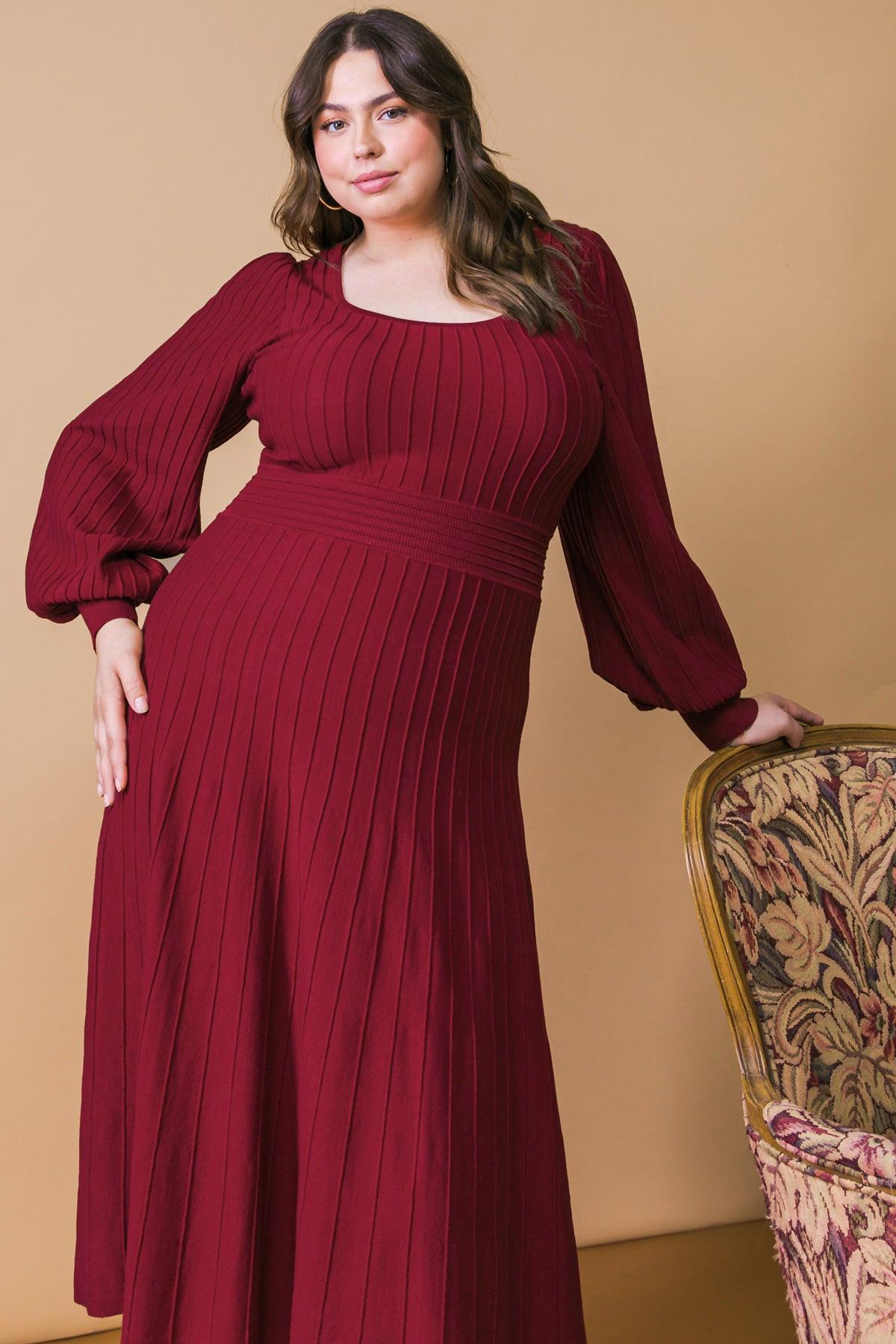 Keep Looking Up Sweater Midi Dress with U Neck and Self Sash Tie — Soul Flow Apparel