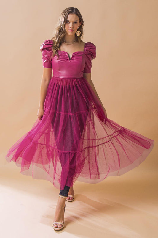 Enduring Love Maxi Top with Square Neckline V Cutout Puff Sleeves — Soul Flow Apparel