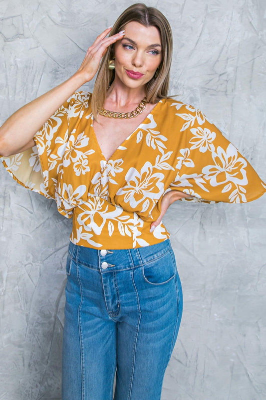 Let the Light in Brown Woven Top with Elbow Sleeves and Smocked Back Waistband — Soul Flow Apparel