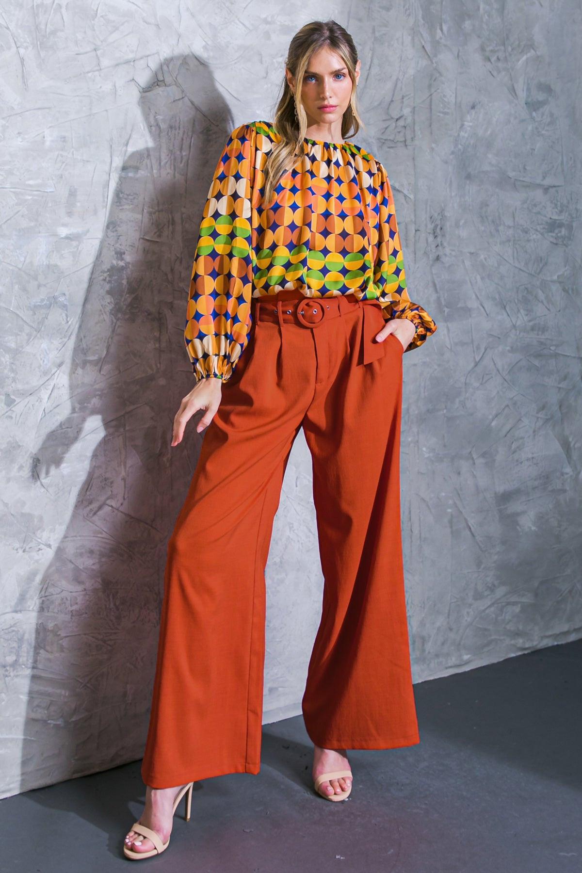 Printed Savor the Sweetness Woven Top with Round Neckline and Elastic Waist — Soul Flow Apparel