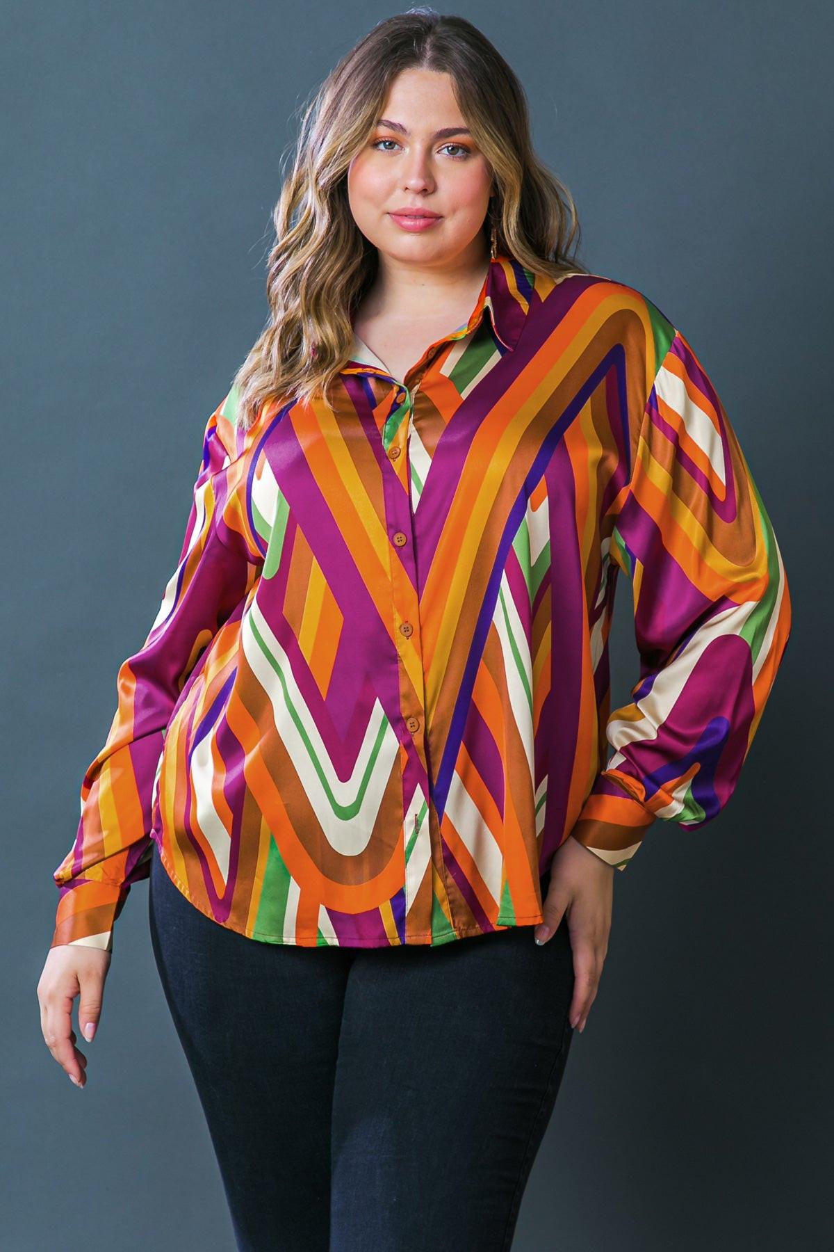Something Special Printed Woven Top Shirt Collar Button Down and Long Sleeve — Soul Flow Apparel