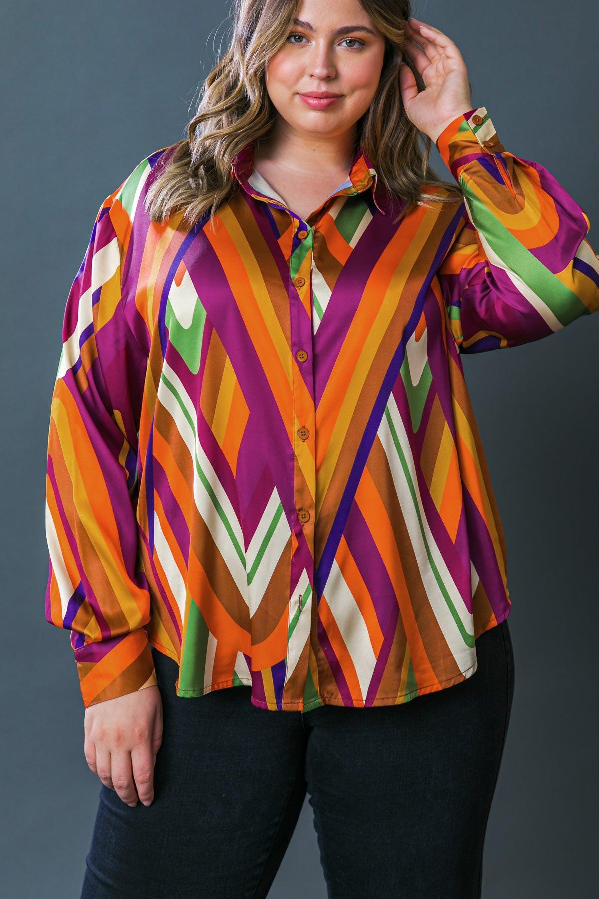 Something Special Printed Woven Top Shirt Collar Button Down and Long Sleeve — Soul Flow Apparel