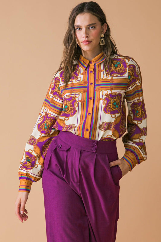 Make Today Great Printed Woven Top with Front Tie and Ruffled Neckline — Soul Flow Apparel