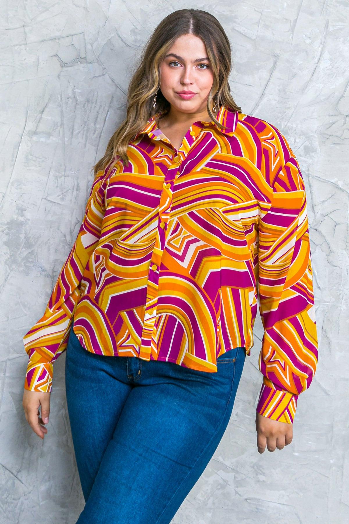 Lively Cham Woven Top Button Down with Shirt Collar — Soul Flow Apparel