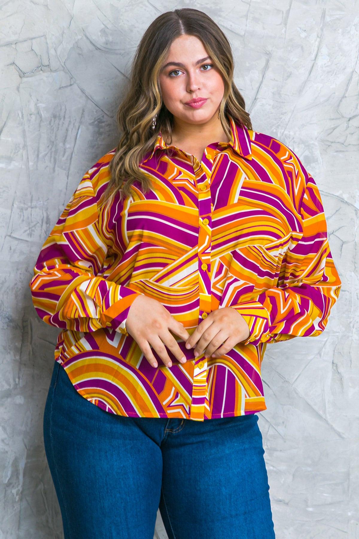 Lively Cham Woven Top Button Down with Shirt Collar — Soul Flow Apparel