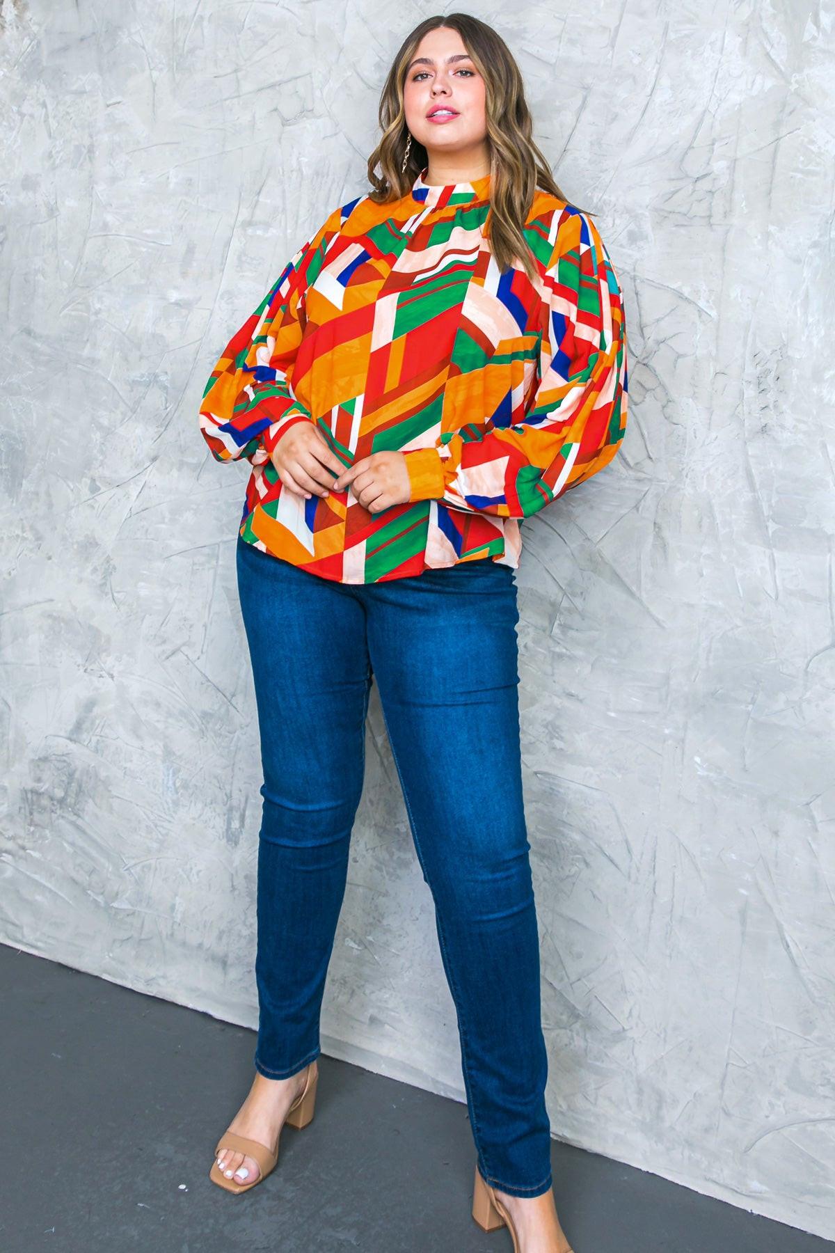 Light Up My Life Woven Top with Mock Neck and Exaggerated Wide Sleeves — Soul Flow Apparel