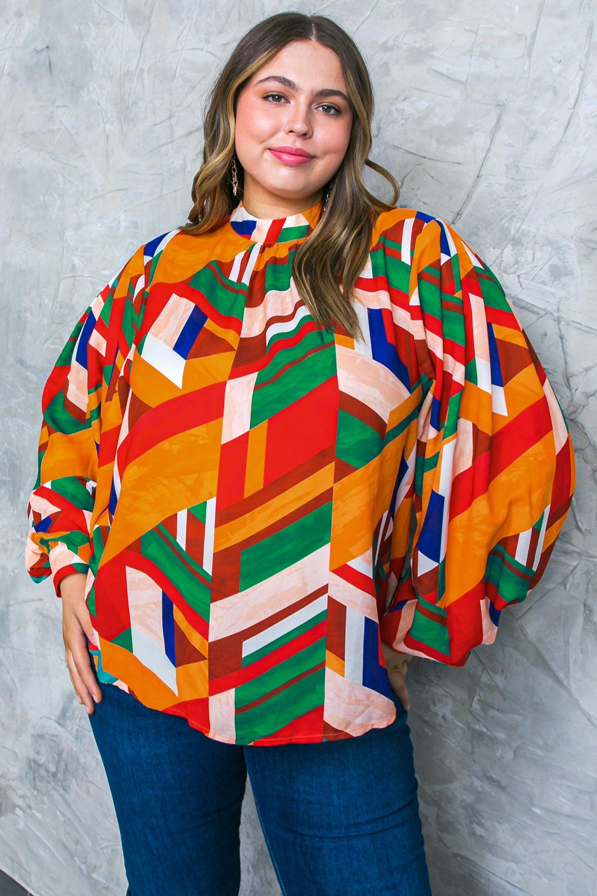 Light Up My Life Woven Top with Mock Neck and Exaggerated Wide Sleeves — Soul Flow Apparel