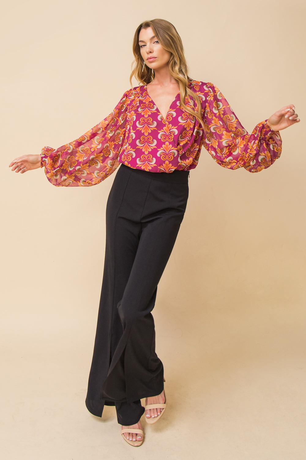 Starting Over Woven Bodysuit Polyester Spandex Blend Flexible Comfort