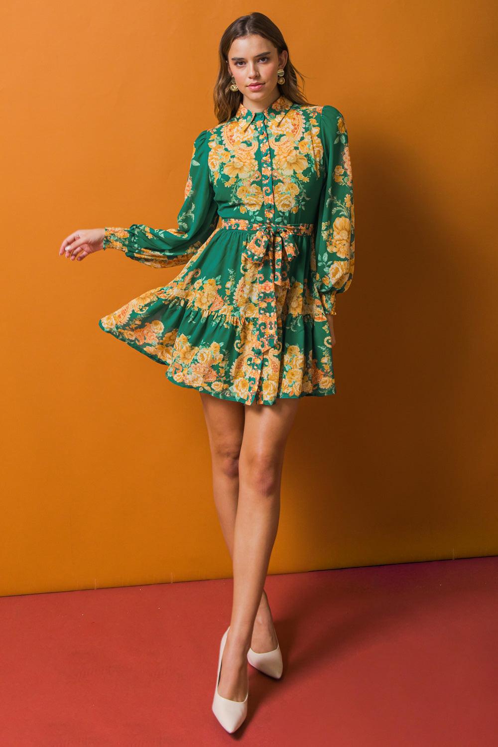 Furthest Thing Woven Mini Dress with Shirt Collar and Ruffled Hem — Soul Flow Apparel