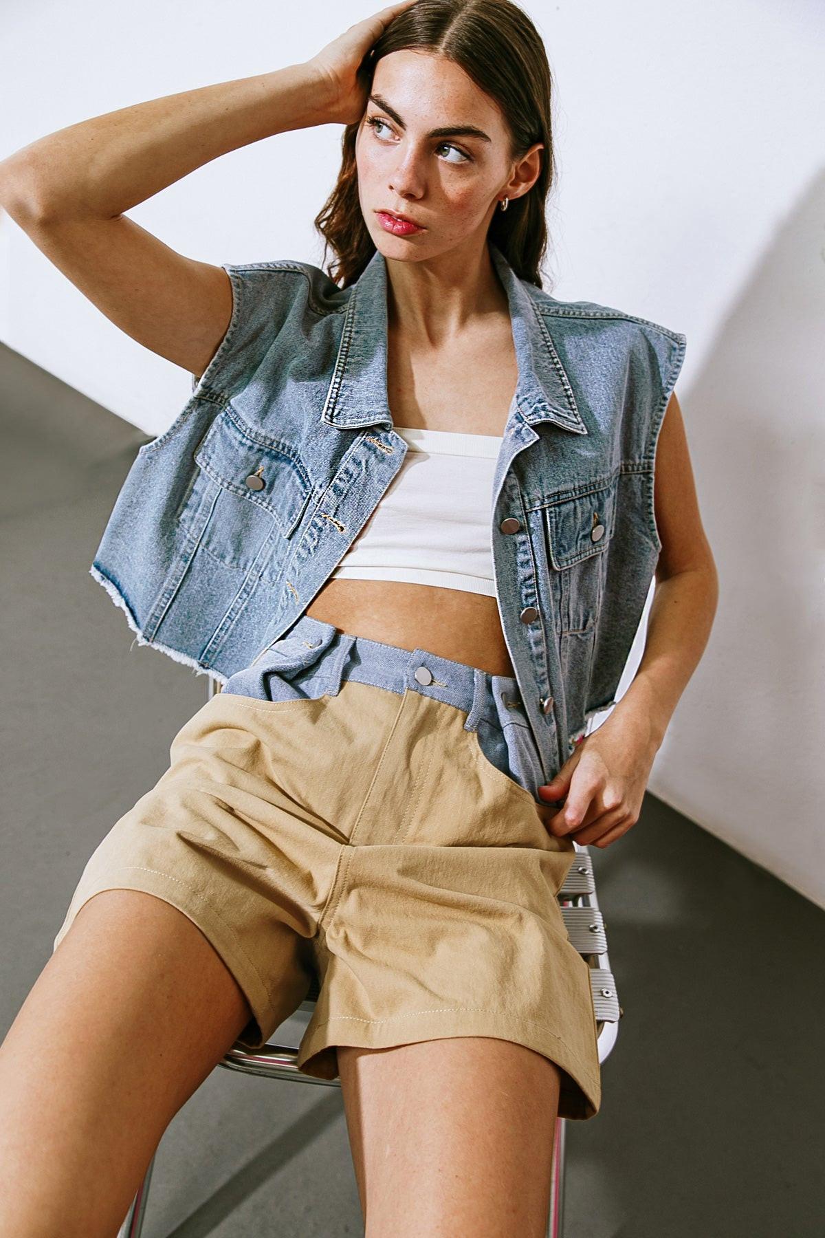 Claim to Fame Denim Vest in 20den40 — Soul Flow Apparel